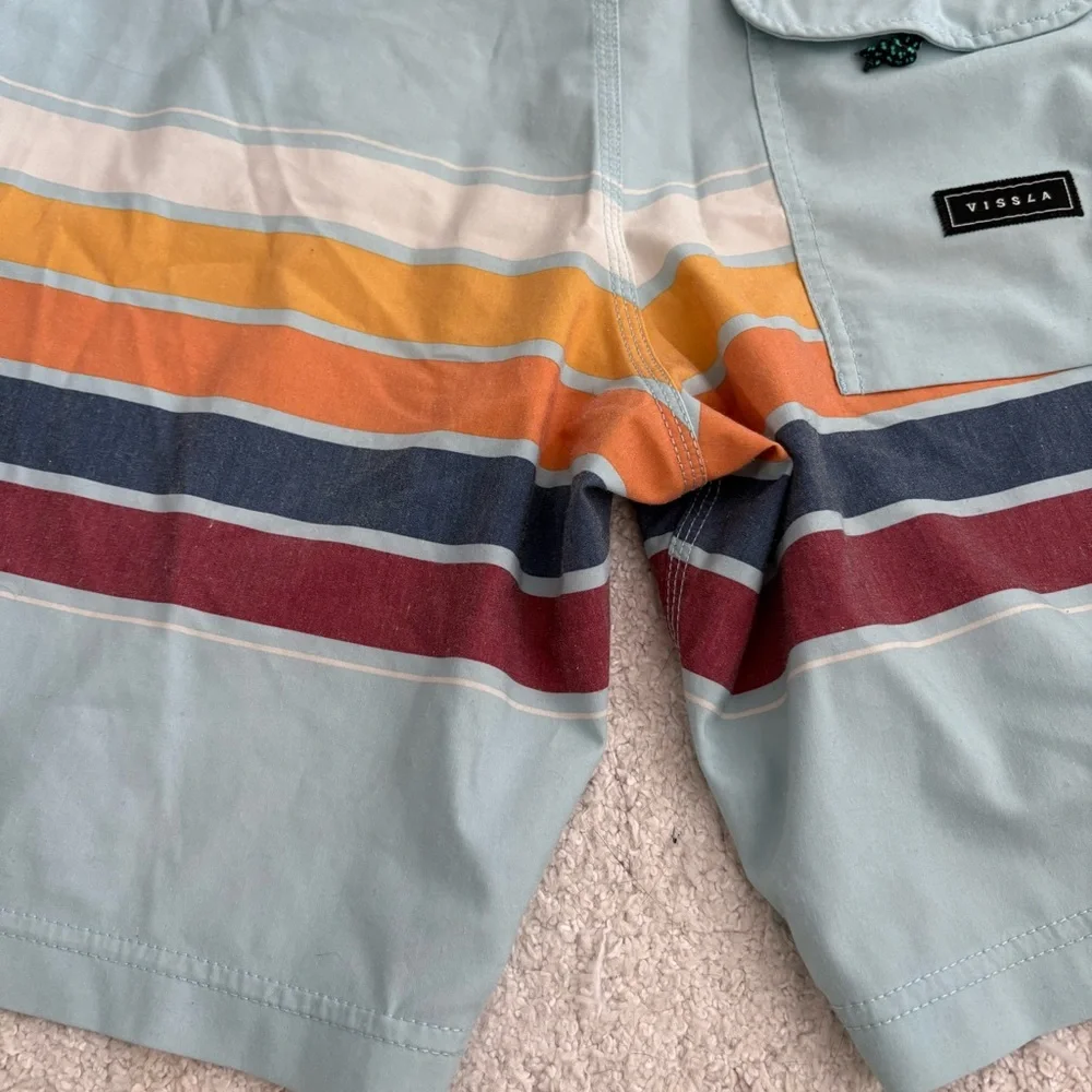 VISSLA Aqua and Striped Board Shorts
